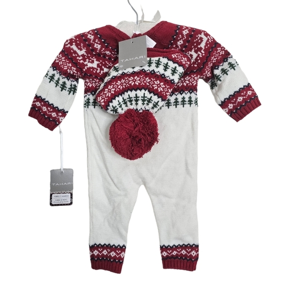 5/25 ❤️ Tahari Baby Holiday Onesie with Matching Hat - Picture 1 of 4